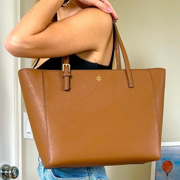 NEW Tory Burch bag tote camel brown leather gold hardware NWT. - Picture 1 of 13